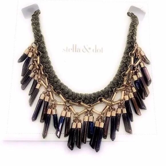 stella & dot ~ bronze shimmering bora fringeβnecklace - Picture 13 of 13